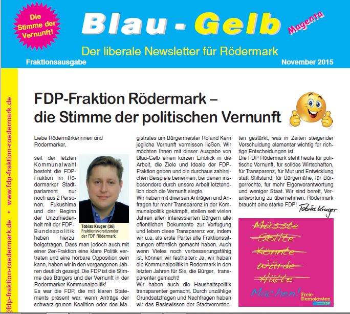 Blau-Gelb. Newsletter November 2015
