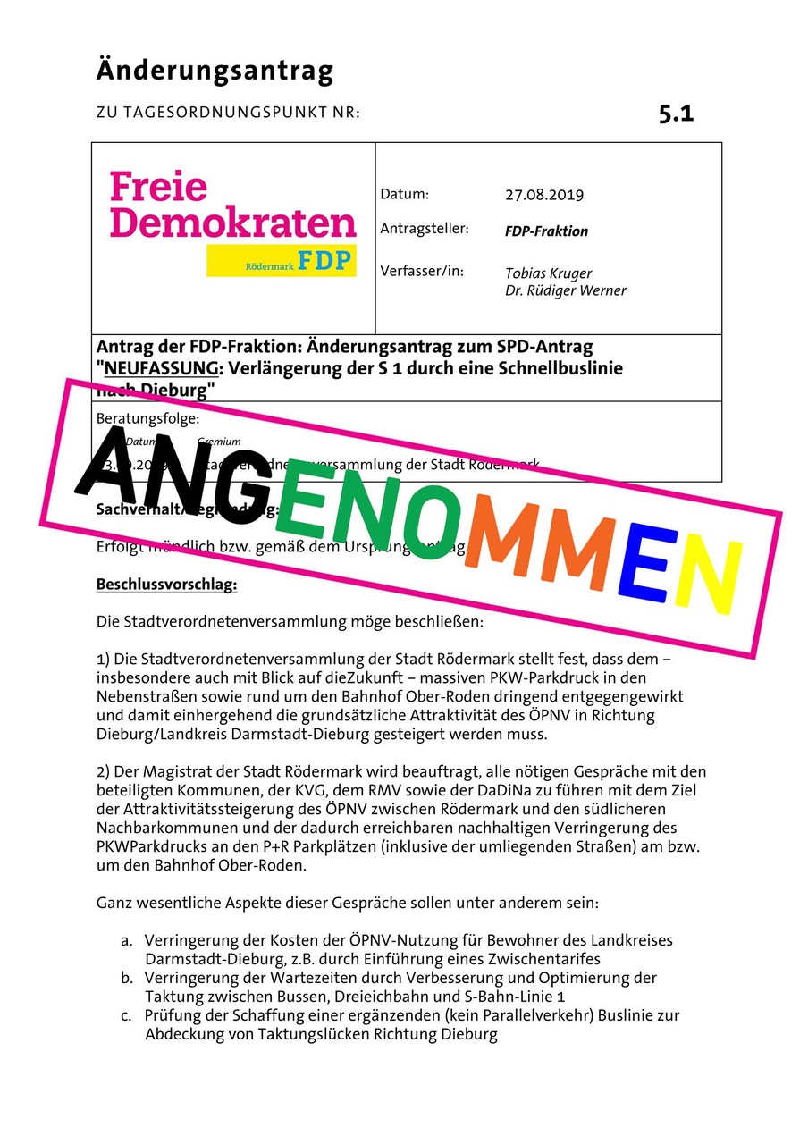 Antrag Buslinie angenommen